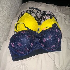 NEW w/tags. 3Victoria's Secret bras with lace racer-back one with a string back.